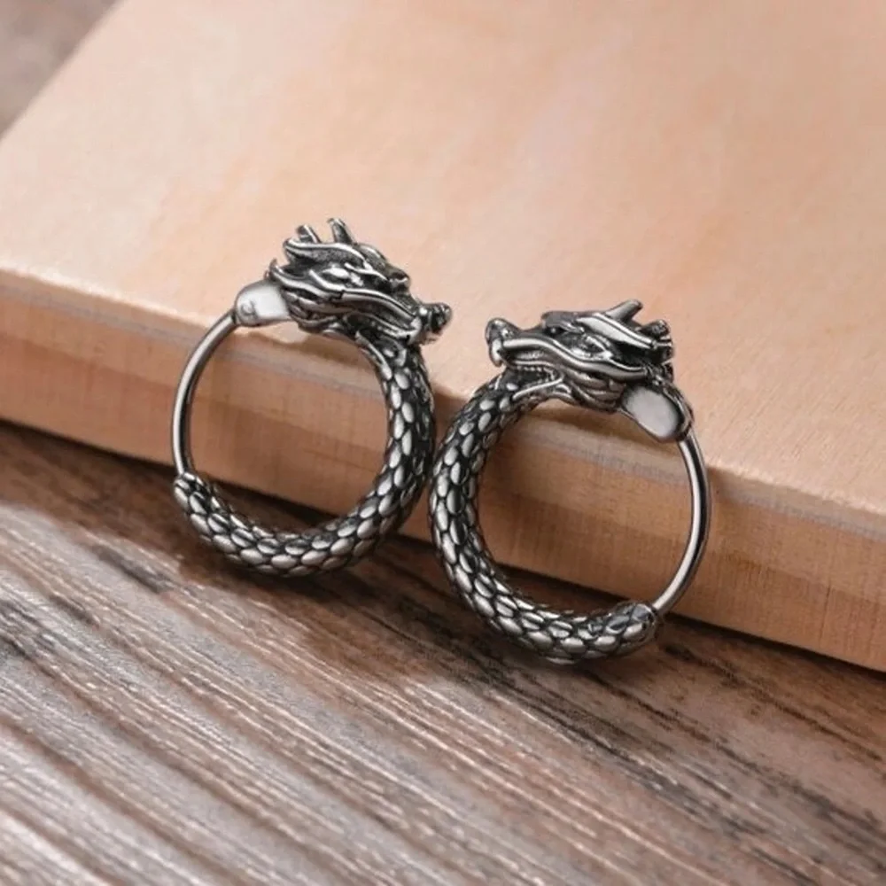 Dragon Hoop Earrings, Hoop Earrings, Huggie Earrings, Huggie Hoop,Gothic Jewelry